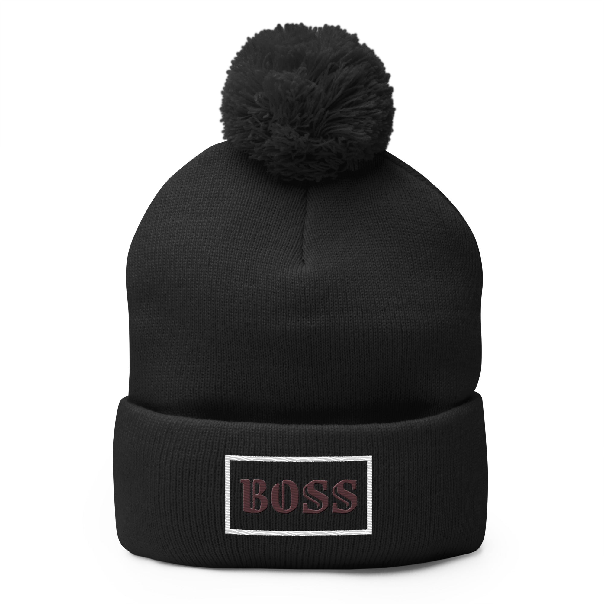 Grey BOSS Pom-Pom Beanie 