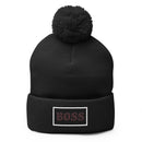 Grey BOSS Pom-Pom Beanie 