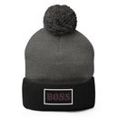Grey BOSS Pom-Pom Beanie 