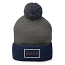 Grey BOSS Pom-Pom Beanie 