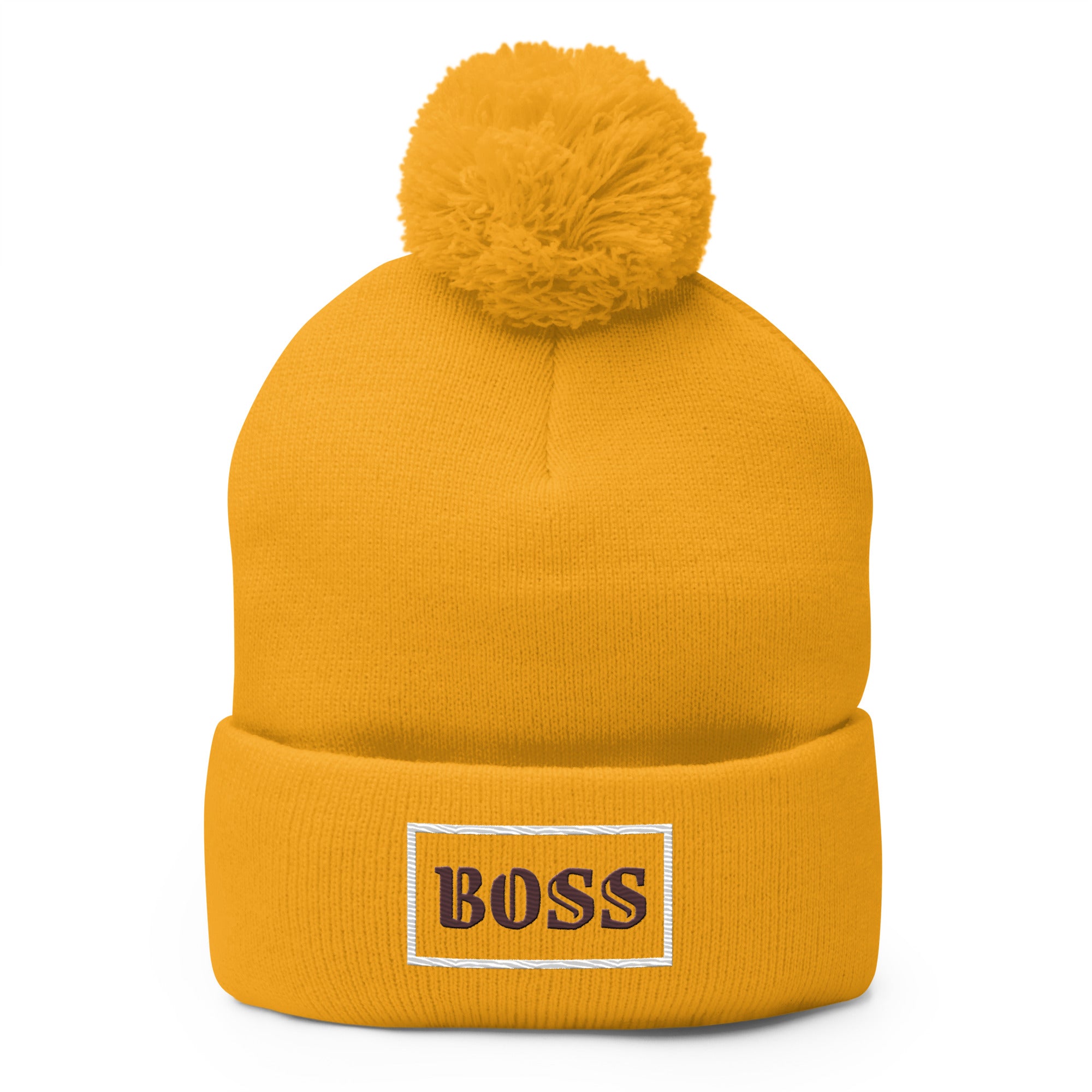 Grey BOSS Pom-Pom Beanie 