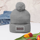 Grey BOSS Pom-Pom Beanie 