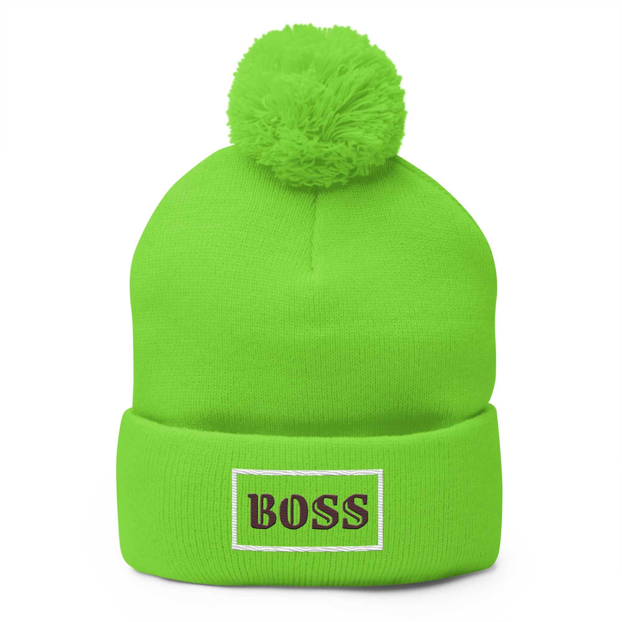 Grey BOSS Pom-Pom Beanie 