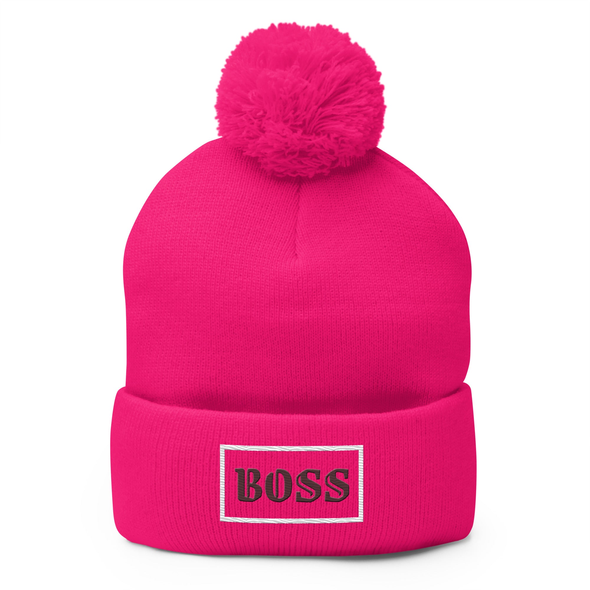 Grey BOSS Pom-Pom Beanie 