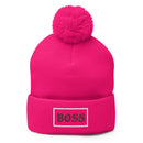 Grey BOSS Pom-Pom Beanie 