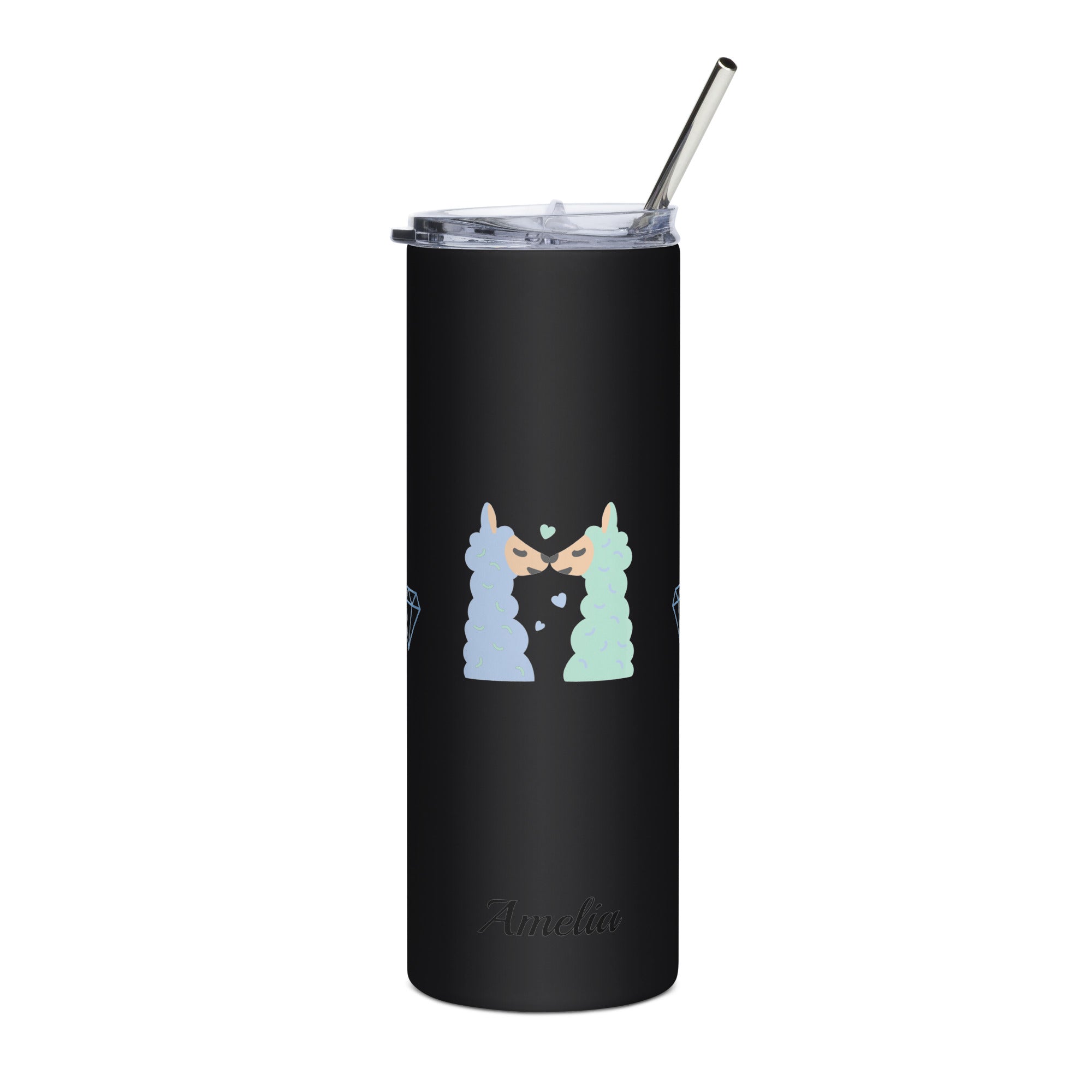 Stainless steel tumbler with lid and metal straw, perfect for beverages, showcasing high-quality materials and design.