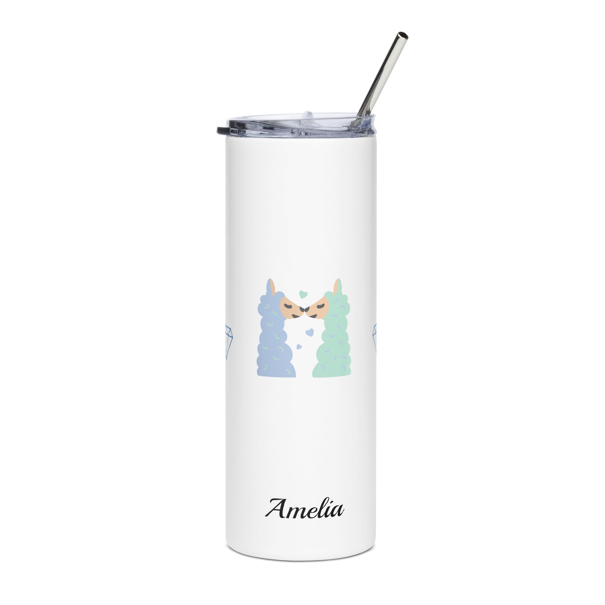 Stainless steel tumbler with lid and metal straw, perfect for beverages, showcasing high-quality materials and design.